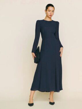 Reformation Navy Blue Lysander Dress